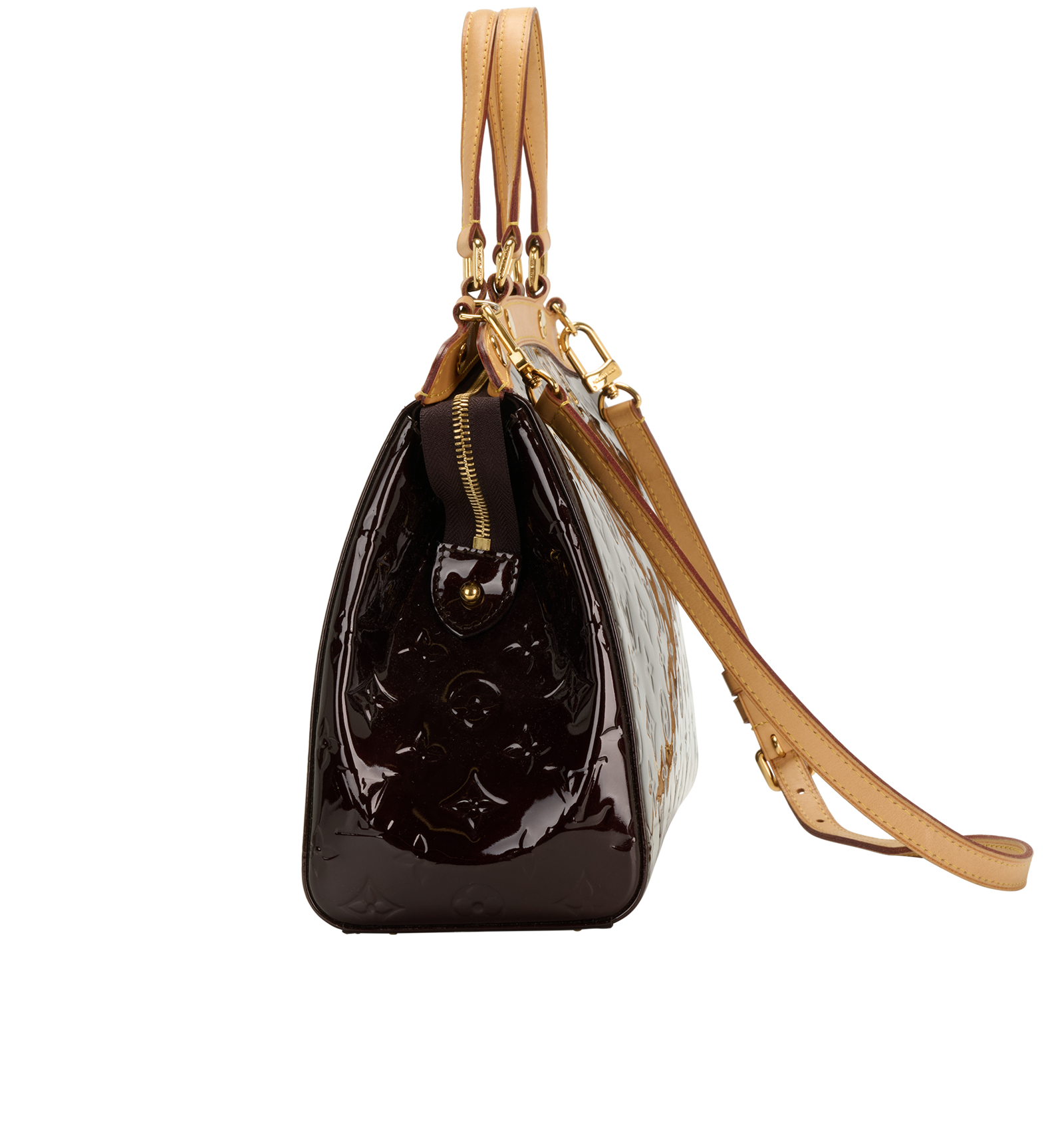 Brea MM, &pound;650, Handbags, Burgundy/Tan, Leather, Bottom view
